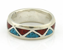 Navajo Ring 925 Silver Natural Turquoise & Coral Native American Artist C.80's