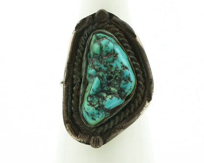 Navajo Ring .925 Silver Blue Turquoise Native American Artist C.80's