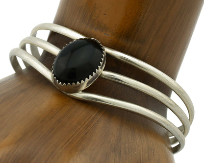 Navajo Bracelet .925 Silver Natural Black Onyx Artist Native American C.90's