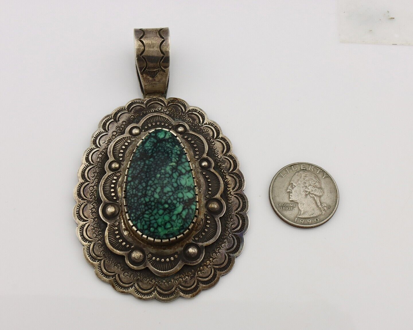 Navajo Necklace 925 Silver Variscite Turquoise Artist Signed Art Tafoya