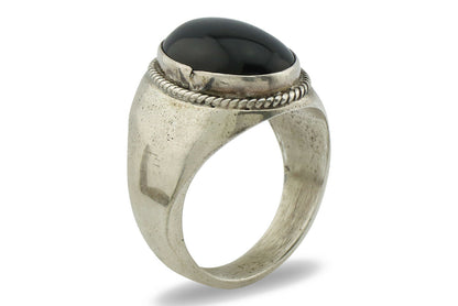 Navajo Ring .925 Silver Black Onyx Native American Artist C.80's