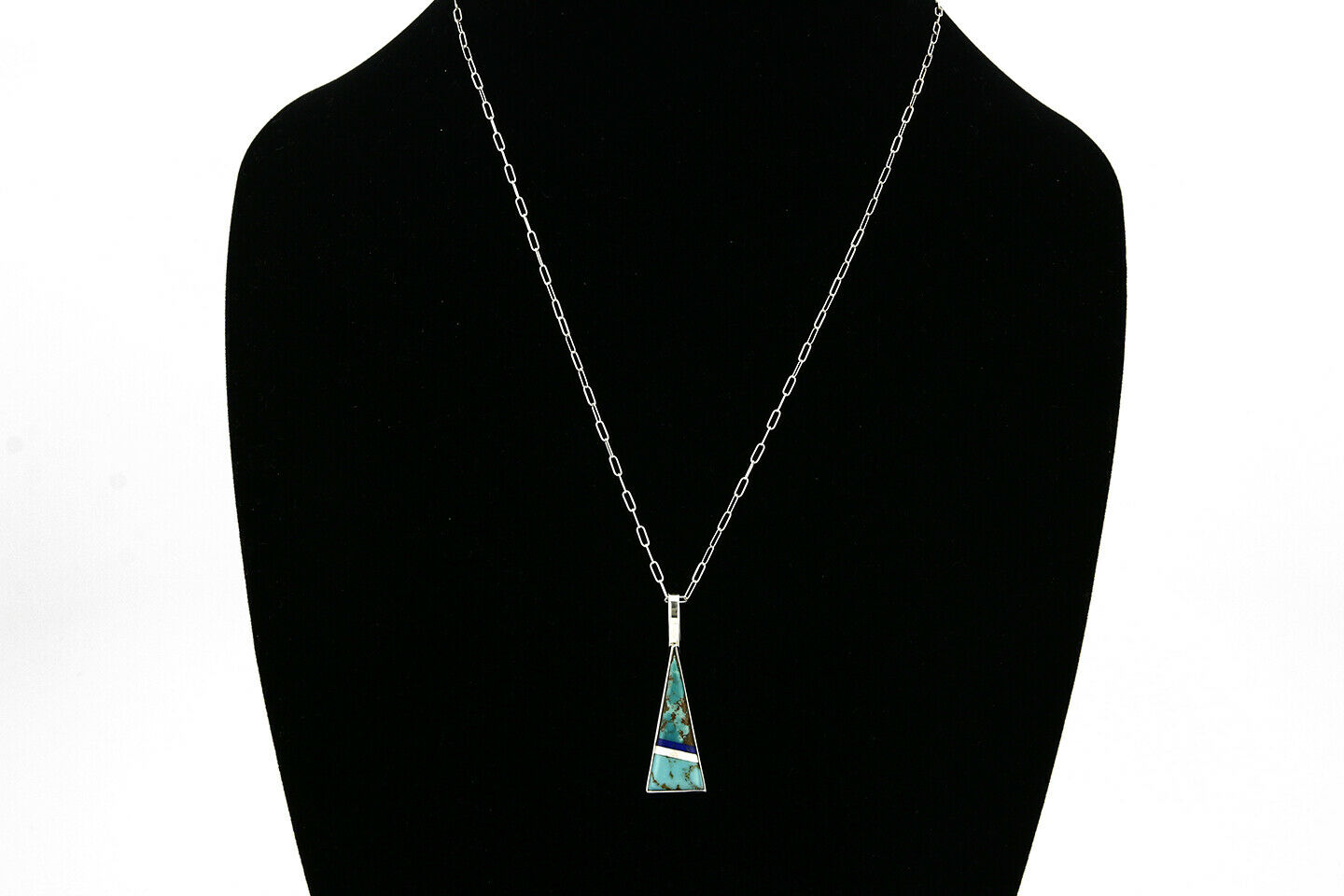 Women's Inlaid Pendant .925 Silver Turquoise & Gemstone Necklace