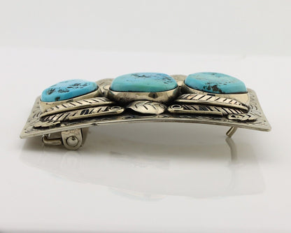 Men Navajo Belt Buckle 999 Nickel Blue Turquoise Artist Signed Teepee Handmade