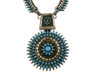 Women's Navajo Necklace .925 Silver Natural Mined Turquoise Handmade Old Pawn