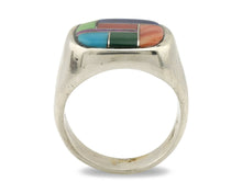 Navajo Inlaid Ring .925 Silver Gemstone Artist Native American C.1980's