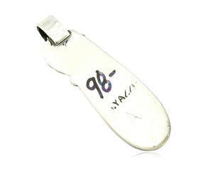Navajo Pendant .925 Silver Real Natural Pink Mussel Signed Yazzie C.80's