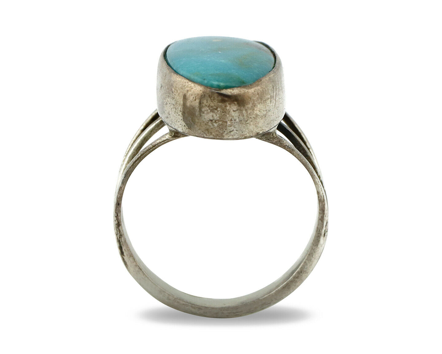 Navajo Ring .925 Silver Nevada Turquoise Native American Artist C.80's