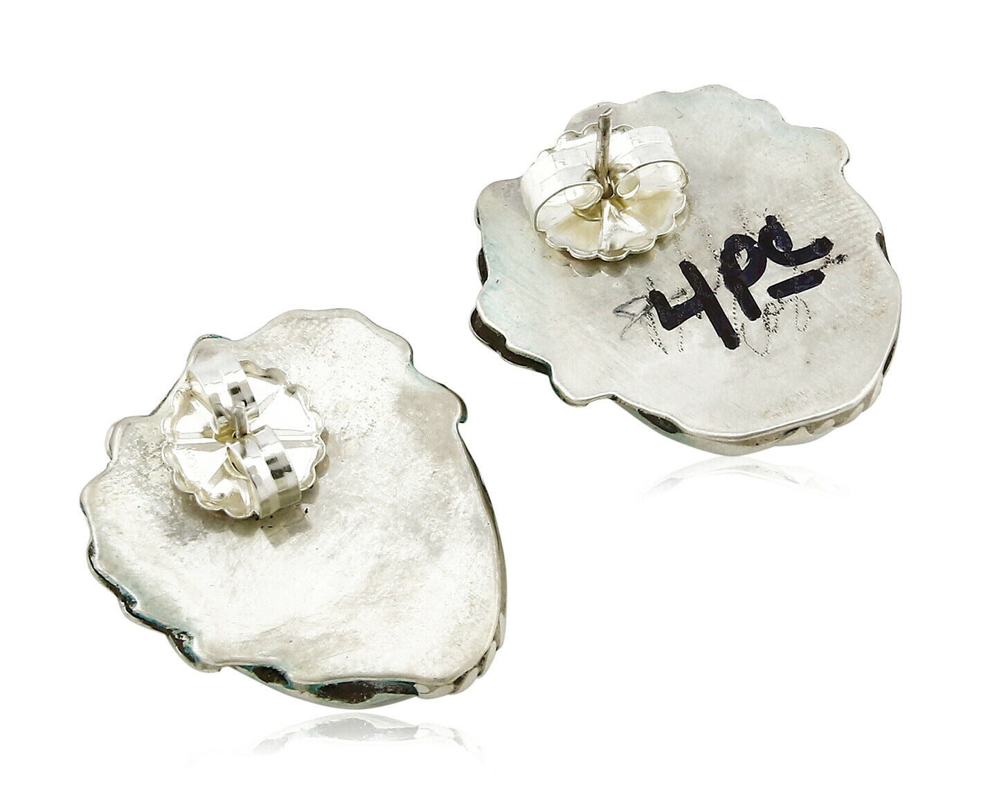 Women's Malachite Earrings 925 Silver Signed Artist Billie Eagle C.80's