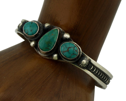 Women's Navajo .925 Silver Blue Natural Turquoise Artist Signed LE C.80's
