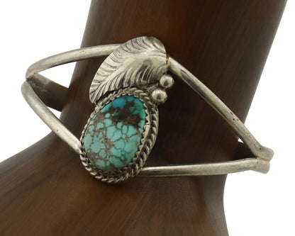 Women's Navajo Bracelet 925 Silver Spiderweb Turquoise Native Artist C.80's