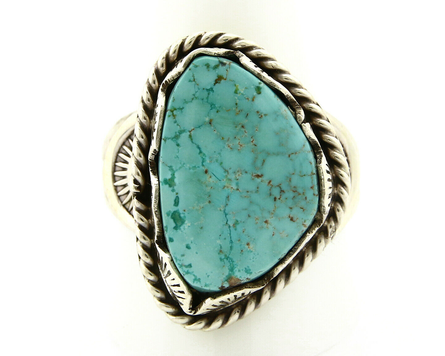 Navajo Turquoise Ring .925 Silver Handmade Signed Begay C.80's