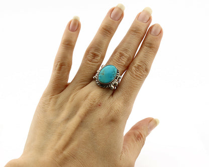 Navajo Ring .925 Silver Arizona Turquoise Handmade Signed MC C80s