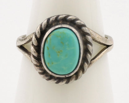 Navajo Ring .925 Silver Kingman Turquoise Artist Signed Gecko C.80's