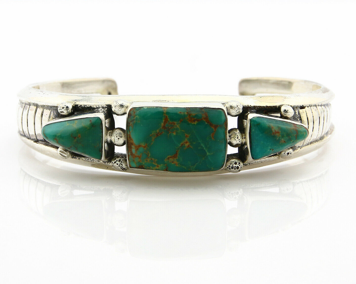 Navajo Turquoise Bracelet .925 Silver Signed Artist CR C.80's