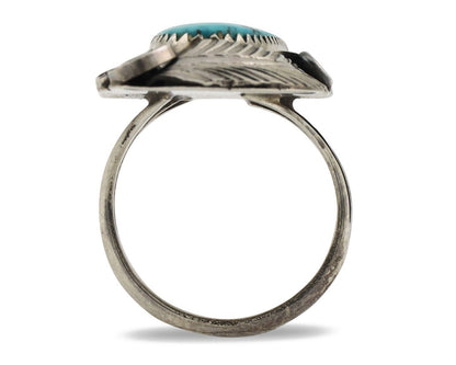 Navajo Inlay Band Ring 925 Silver Blue Morenci Turquoise Signed Justin Morris