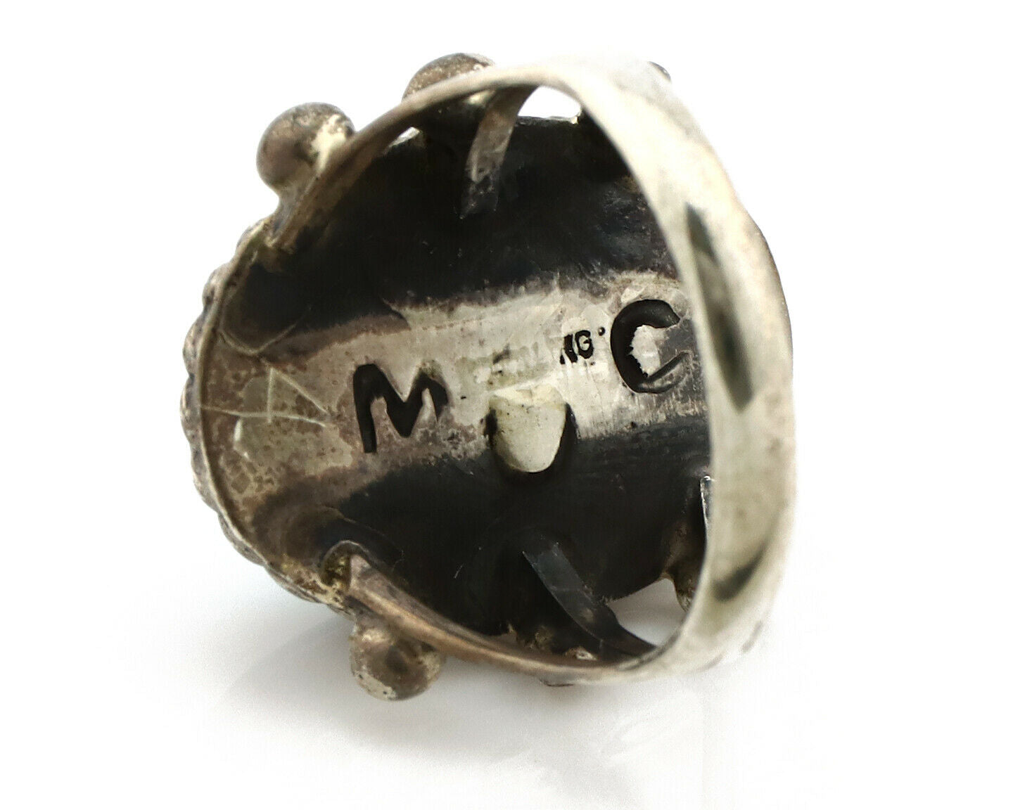 Navajo Ring .925 Silver Arizona Turquoise Handmade Signed MC C80s