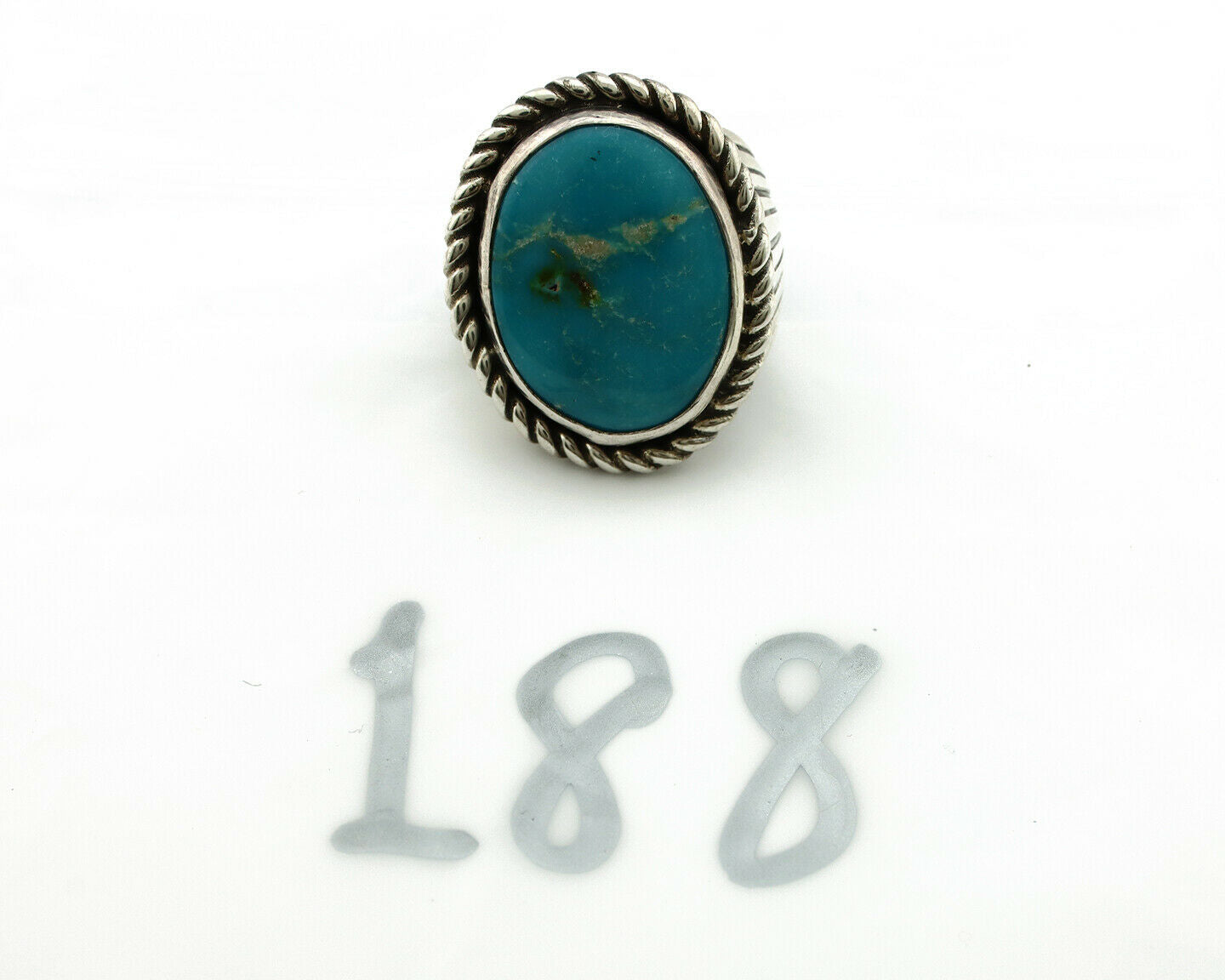 Navajo Ring .925 Silver Morenci Turquoise Artist Signed DZ C.80's