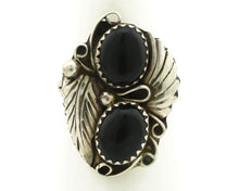Navajo Ring 925 Silver Natural Mined Onyx Artist Signed T Thomas C.80's