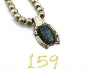 Navajo Blue Diamond Turquoise Necklace .925 Silver Handmade
