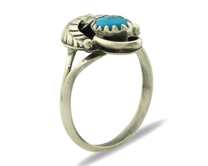 Navajo Ring .925 Silver Blue Gem Turquoise Native American Artist C.80's