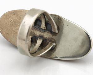 Navajo Ring 925 Silver Nevada Blue Turquoise Artist Signed D Zachary C.80s