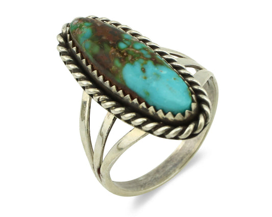 Navajo Ring .925 Silver Kingman Turquoise Native Artist C.80's