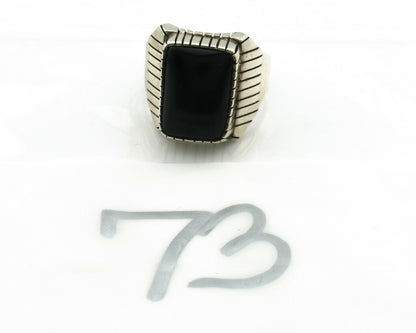 Navajo Ring .925 Silver Handmade Black Onyx Artist Signed C.80's