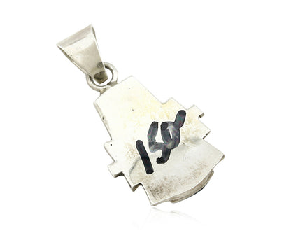 Navajo Pendant .925 Silver Inlaid Gemstone Native American C.80's