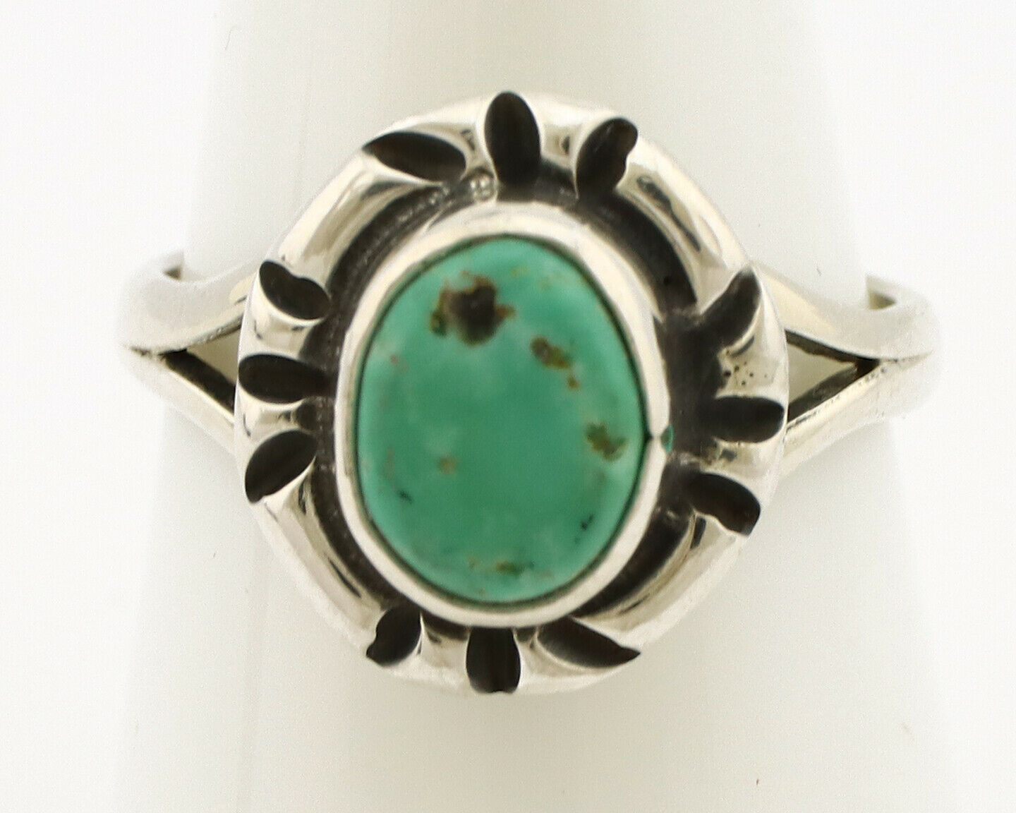 Navajo Ring .925 Silver Kingman Turquoise Artist Signed Gecko C.90's