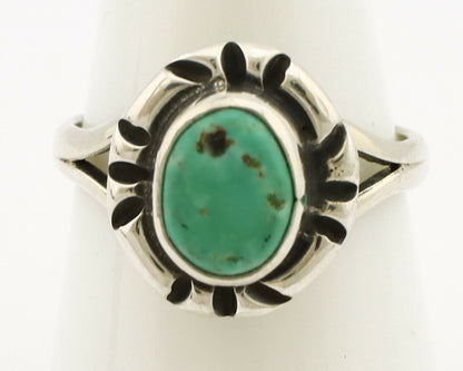 Navajo Ring .925 Silver Kingman Turquoise Artist Signed Gecko C.90's