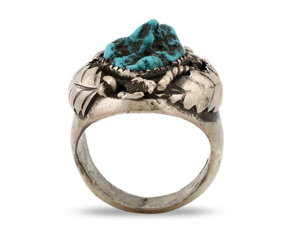 Navajo Ring 925 Silver Blue Sleeping Beauty Turquoise Artist Ray John C.80's