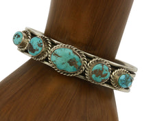 Navajo Bracelet .925 Silver Morenci Turquoise Cuff Artist Signed PC C.80's
