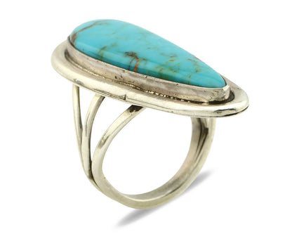 Navajo Ring .925 Silver Kingman Turquoise Signed Doug Zachary C.1980's