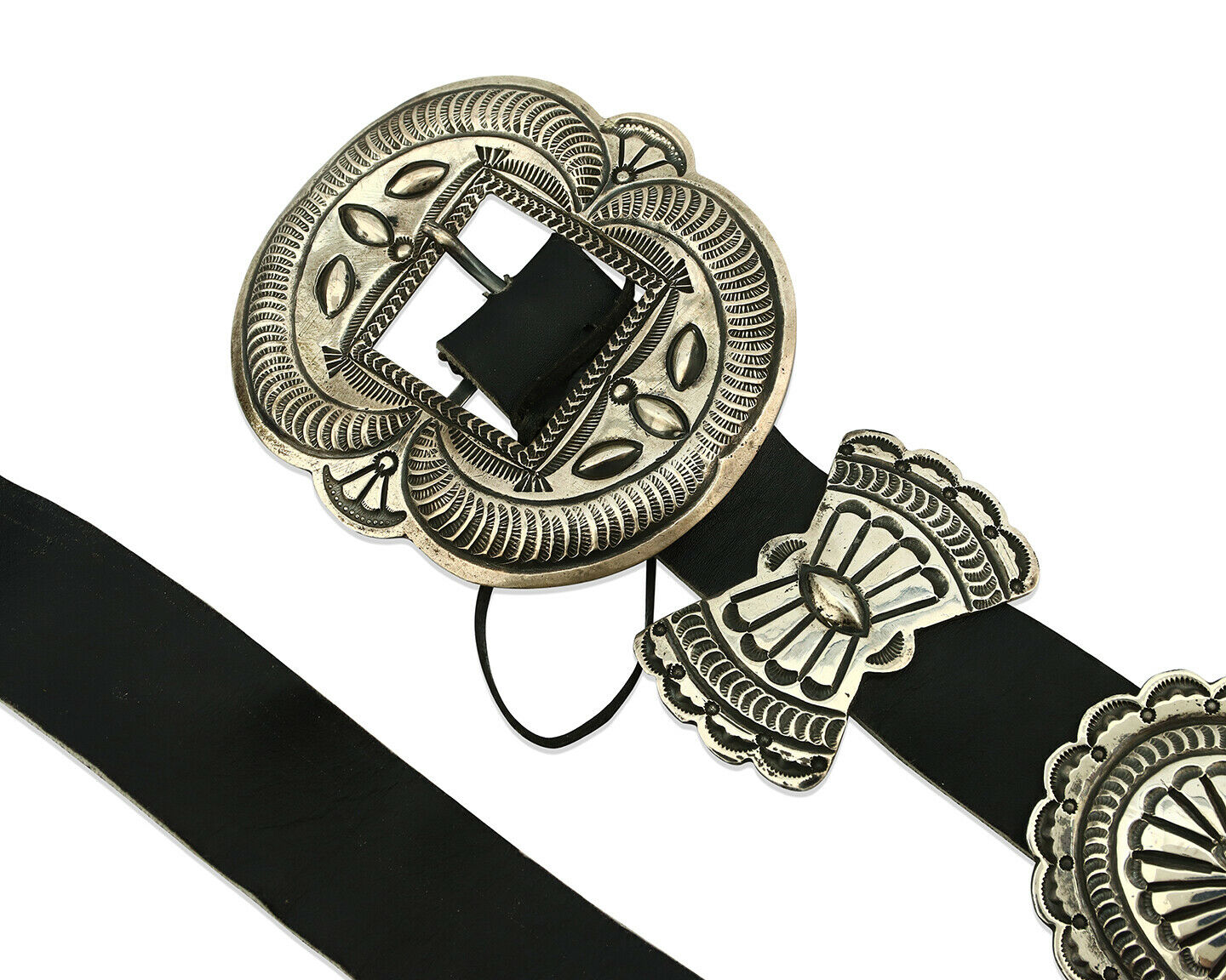 Navajo Concho Belt .925 Silver Hand Stamped Artist Kirk Smith C.80's