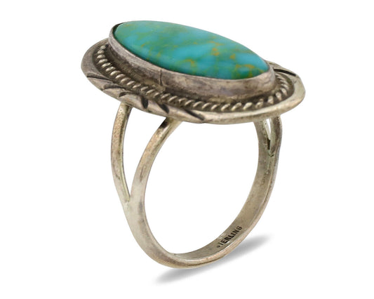 Navajo Ring .925 Silver Nevada Turquoise Native American Artist C.1980's
