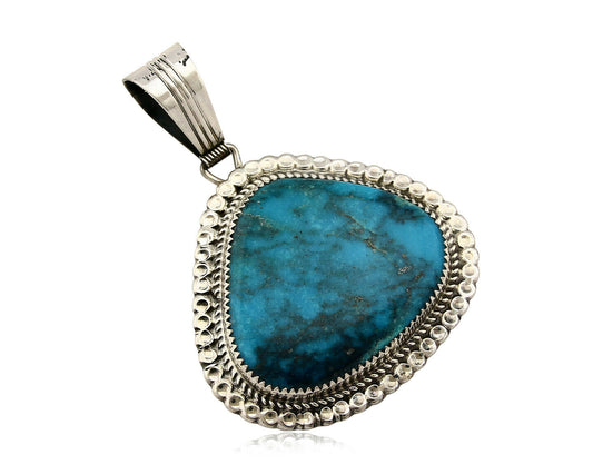 Navajo Pendant .925 Silver Blue Turquoise Signed Artist LTB C.80's