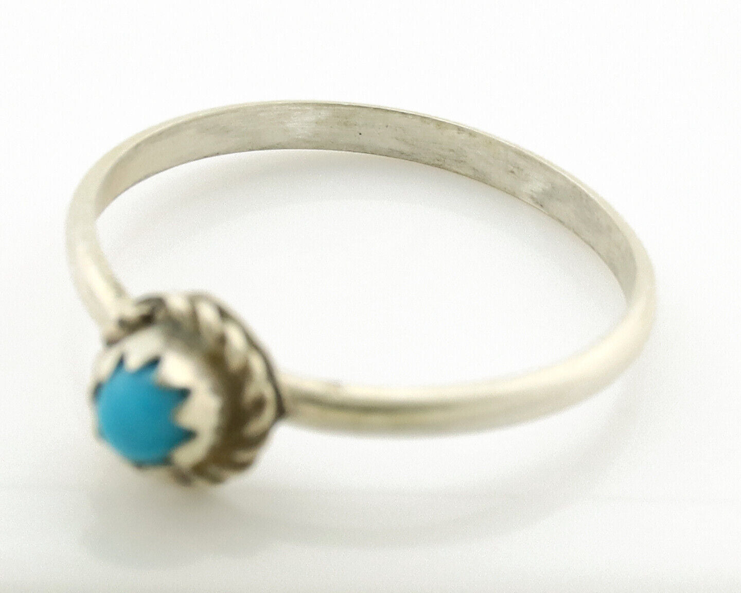 Navajo Ring .925 Silver Blue Turquoise Size 5.25 Native Artist C.1980s