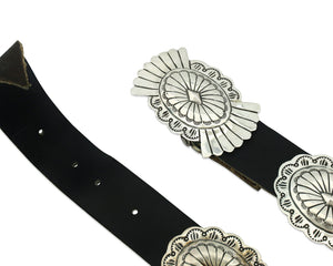 Navajo Concho Belt .925 Silver Hand Stamped Signed Marcella James C.80's