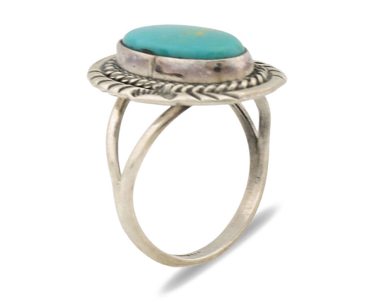 Navajo Ring .925 Silver Turquoise Mountain Native American Artist C.1980's