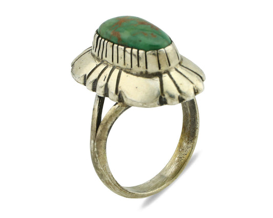 Navajo Ring .925 Silver Green Turquoise Artist Signed M Montoya C.80's