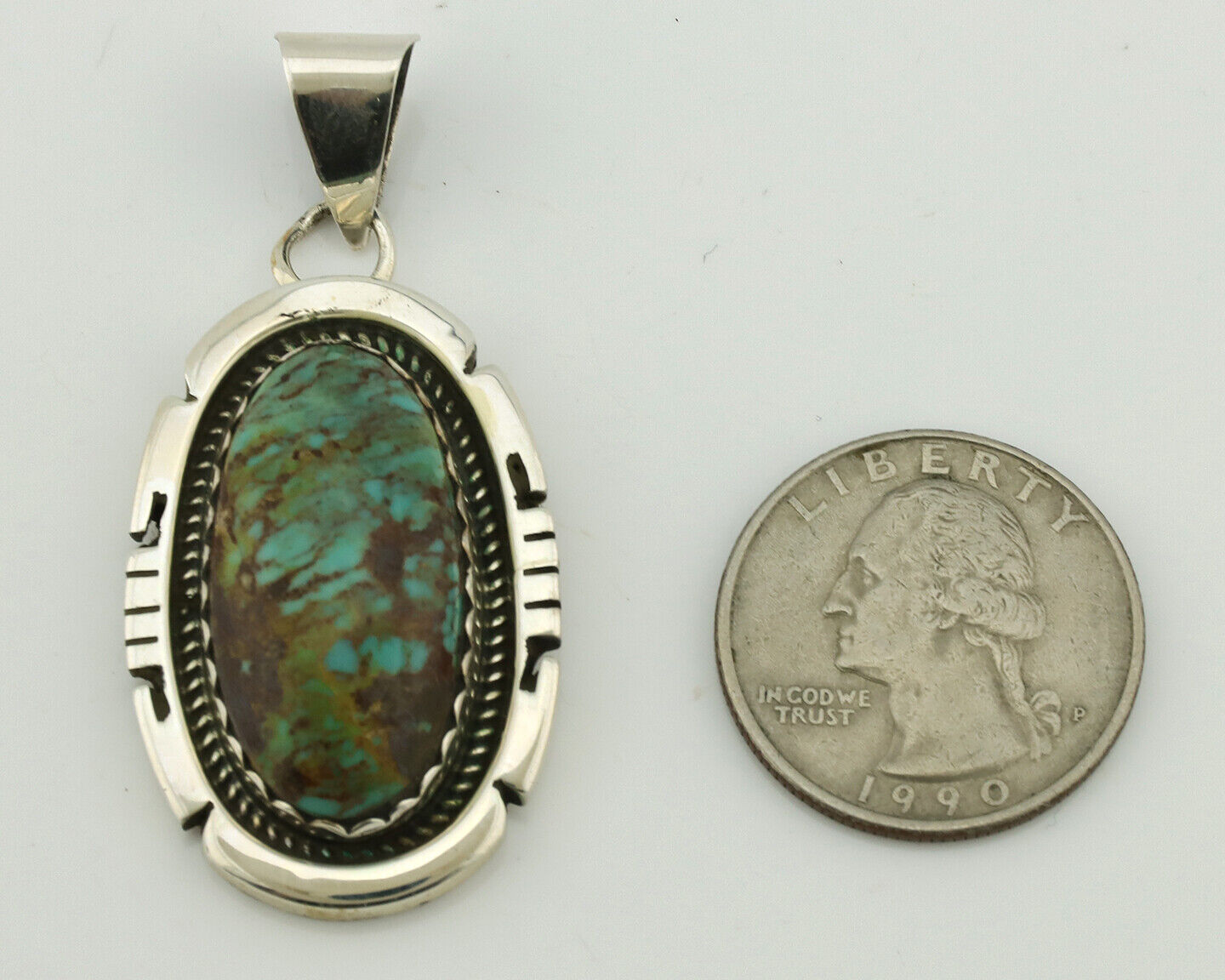 Navajo Necklace .925 Silver Arizona Turquoise Signed Jon McCray C.1980's