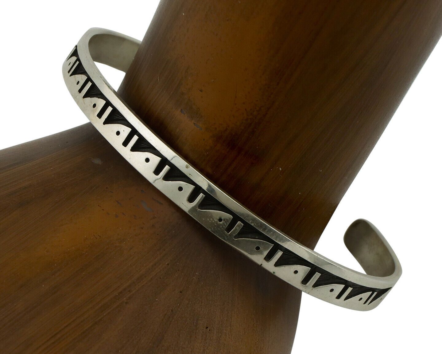 Hopi Bracelet .925 Silver Handmade Overlay Style Native American Cuff C.80s