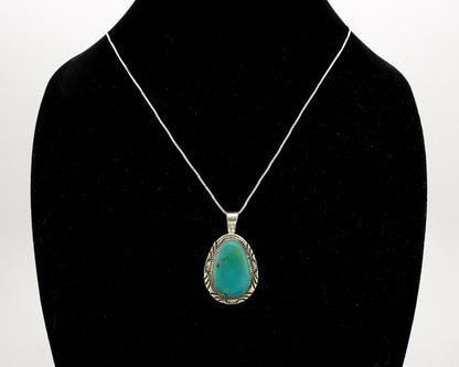 Navajo Necklace .925 Silver Kingman Turquoise Signed MP C.1980's