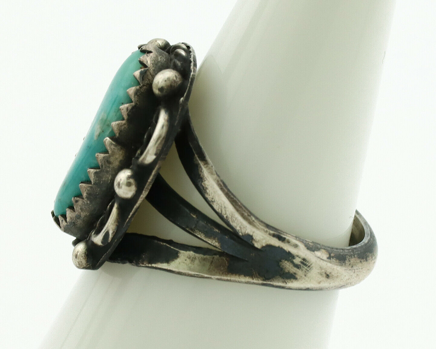 Navajo Ring .925 Silver Turquoise Artist Signed F C.1980's