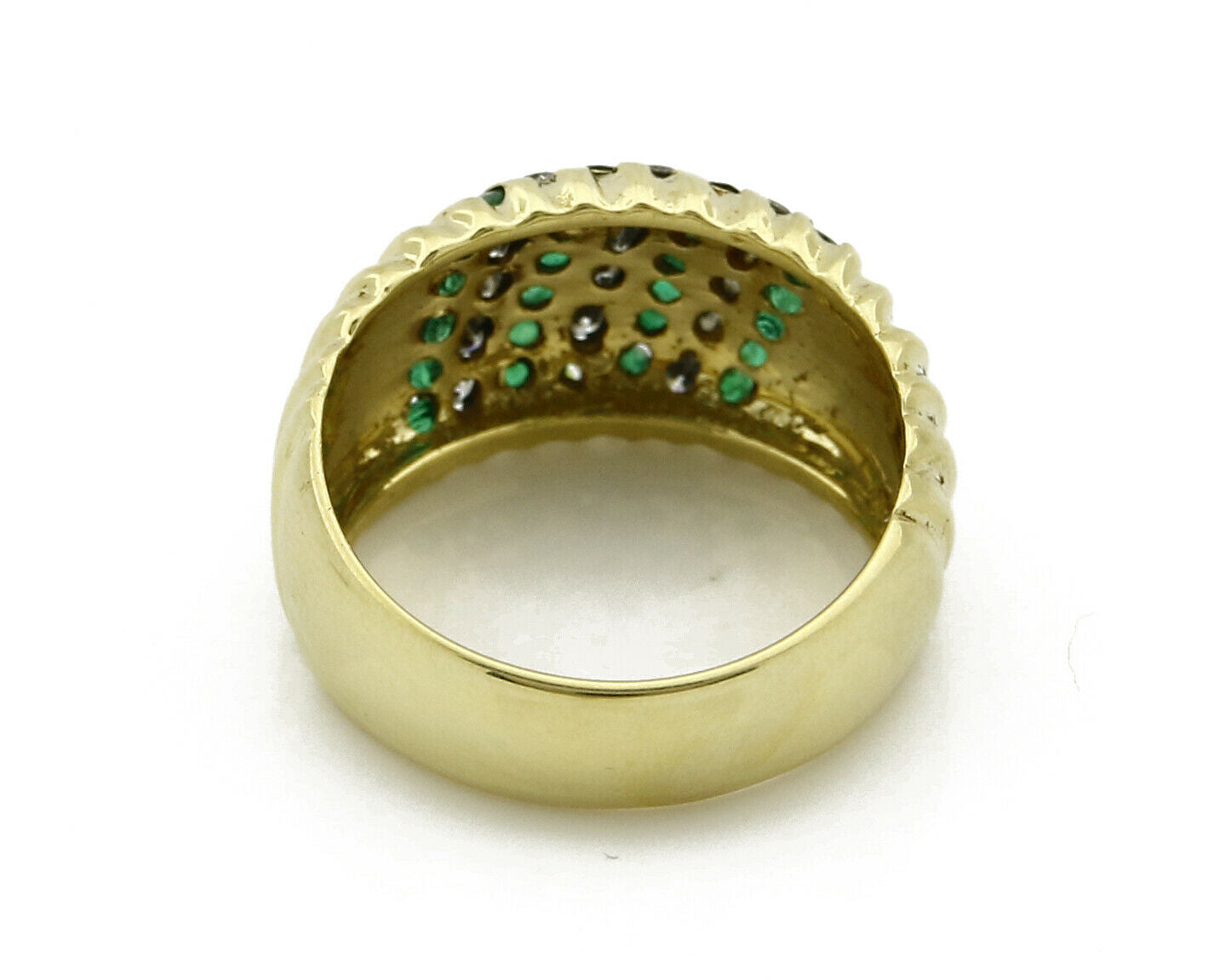 Women's 18k Gold Band Diamond & Emerald Natural Mined 1.0 tcw