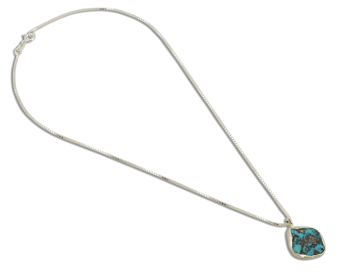 Navajo Handmade Necklace 925 Silver Blue Morenci Turquoise Native Artist C.80's