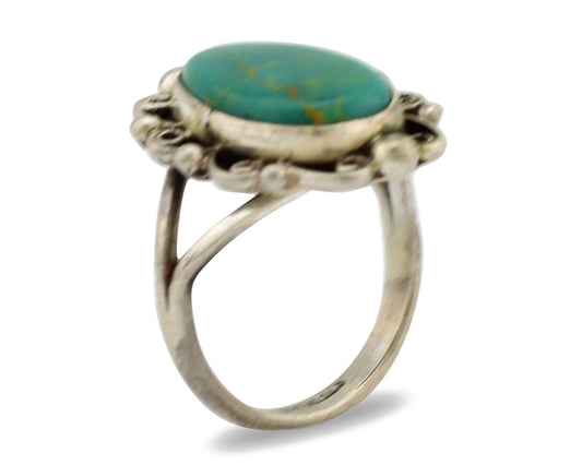 Navajo Ring .925 Silver Kingman Turquoise Artist Signed Billy Eagle C.80's