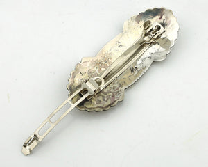 Navajo Hair Clip Barrette .925 Silver Hand Stamped Artist Signed C Montoya C80s