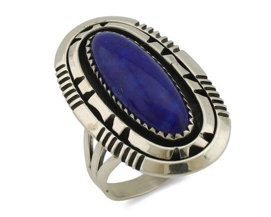 Navajo Ring 925 Silver Natural Lapis Lazuli Artist Signed William Denetdale C80s