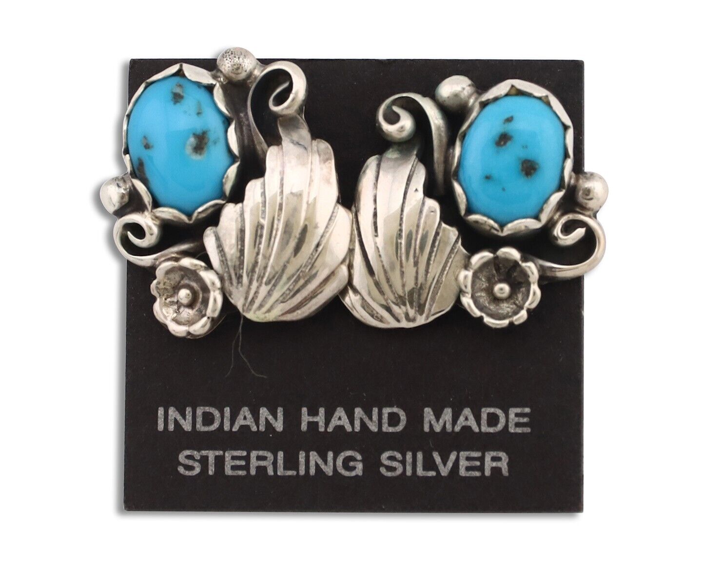 Navajo Earrings 925 Silver Blue South West Turquoise Native American Artist C90s